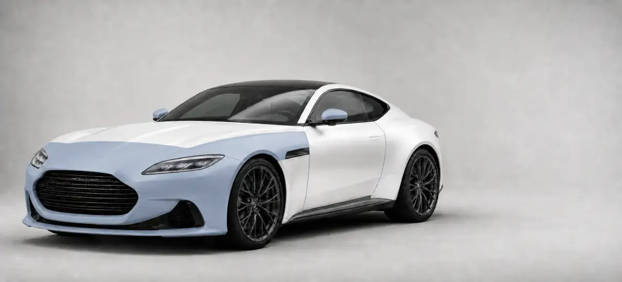 Signature Package coverage shown in smoke blue on a pearl-white car